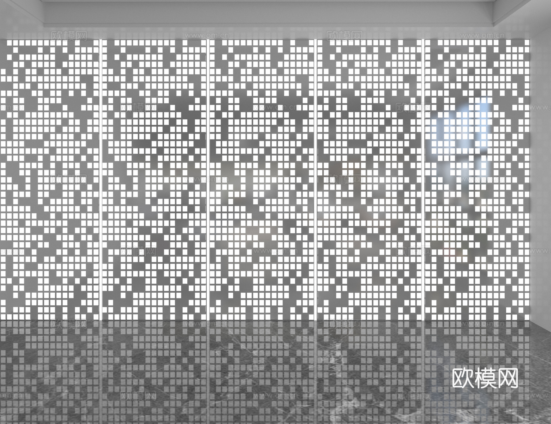 现代发光板 穿孔板 背景墙3d模型