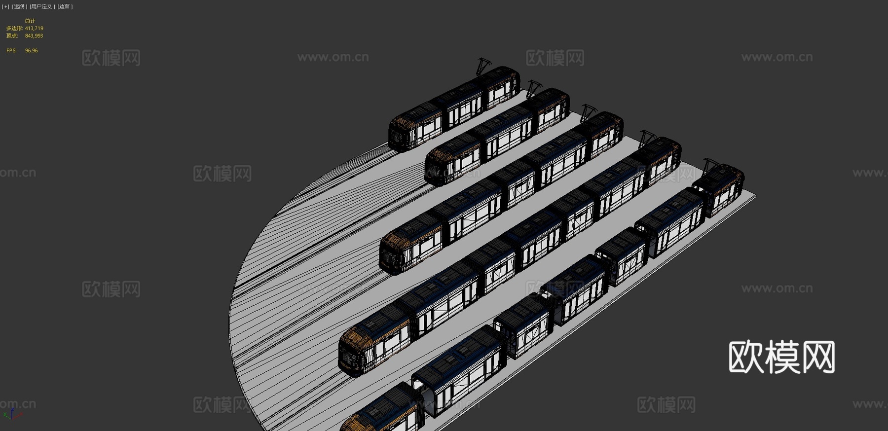 电车套装su模型