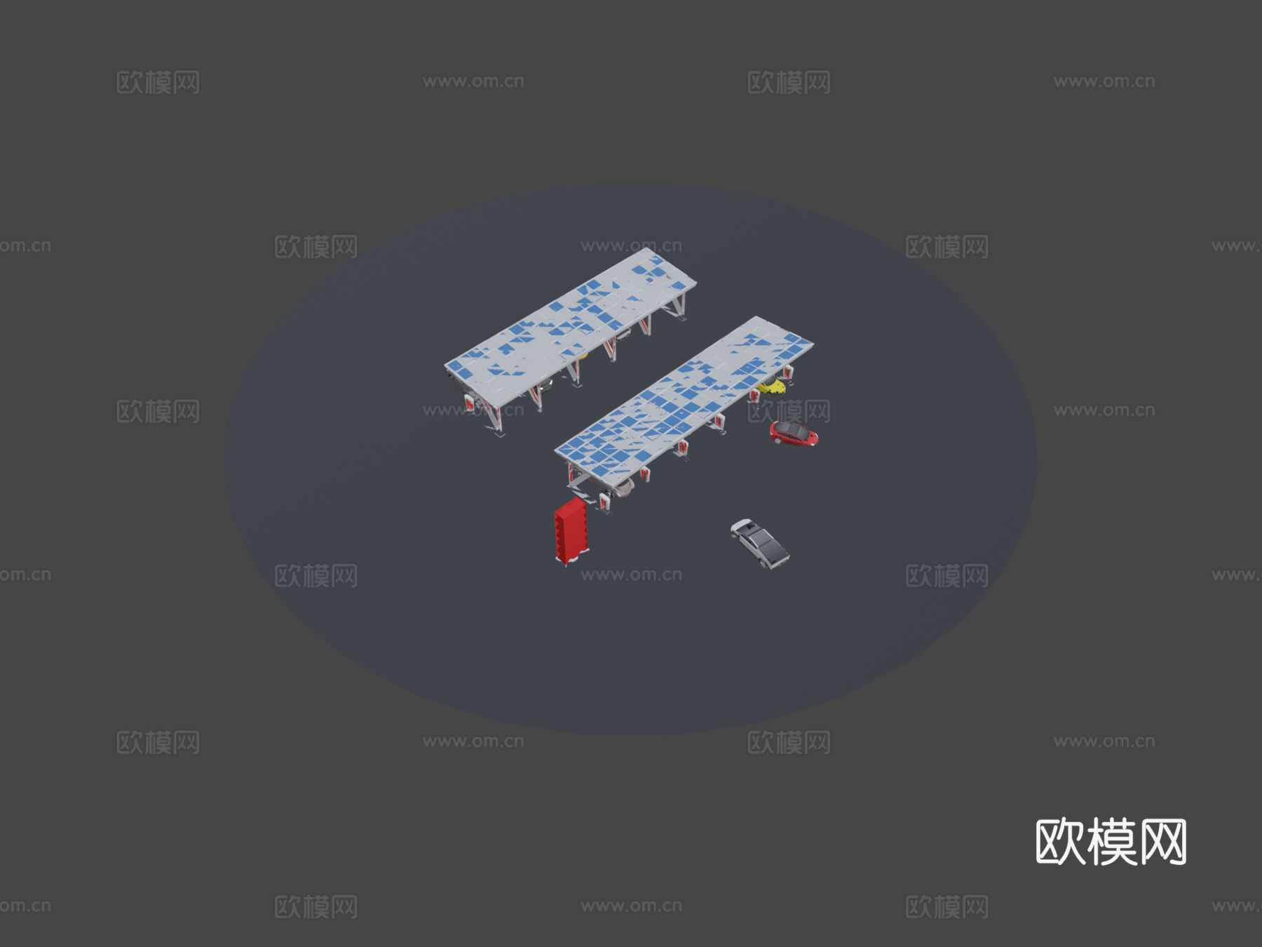 卡通特斯拉充电站su模型