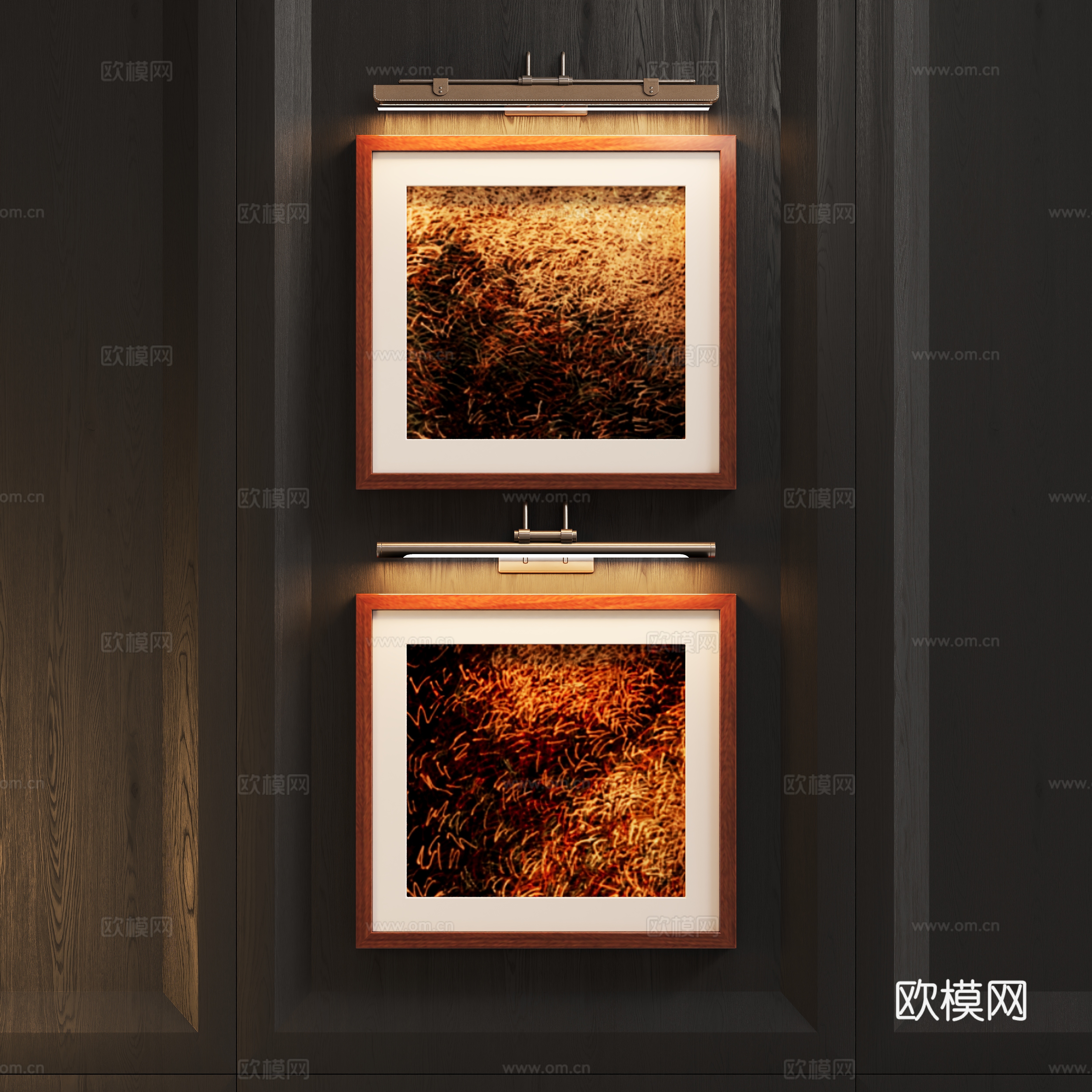 中古风镜前灯 复古装饰画3d模型