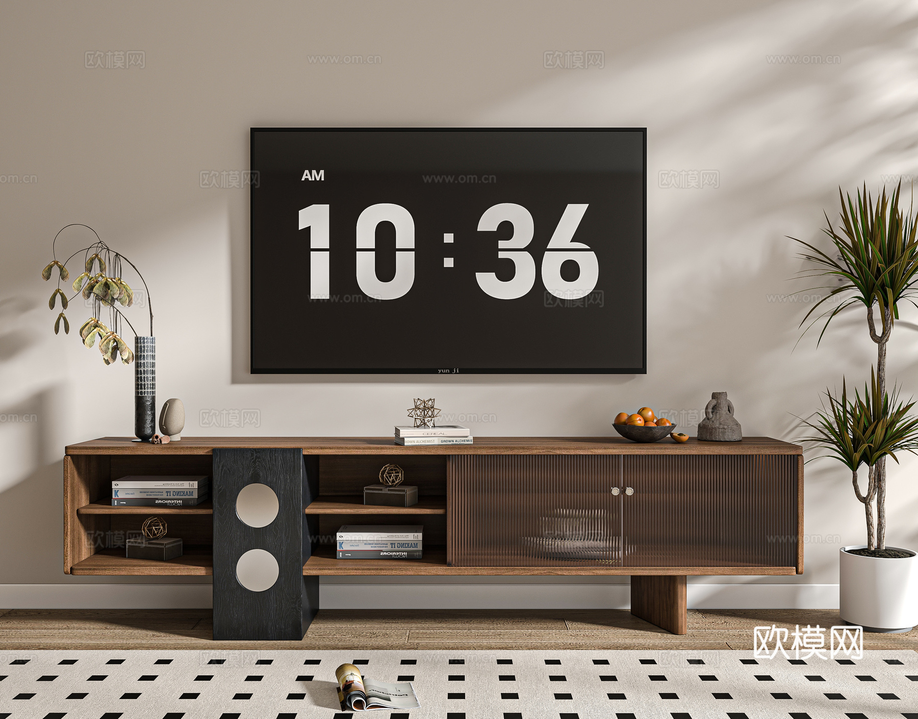 中古风电视柜3d模型下载