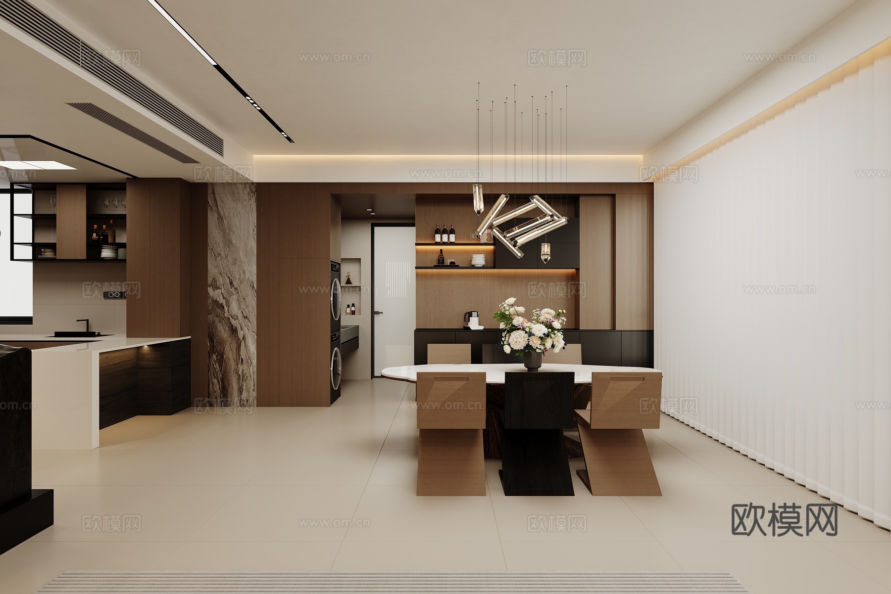 意式客餐厅3d模型下载（渲染图2）