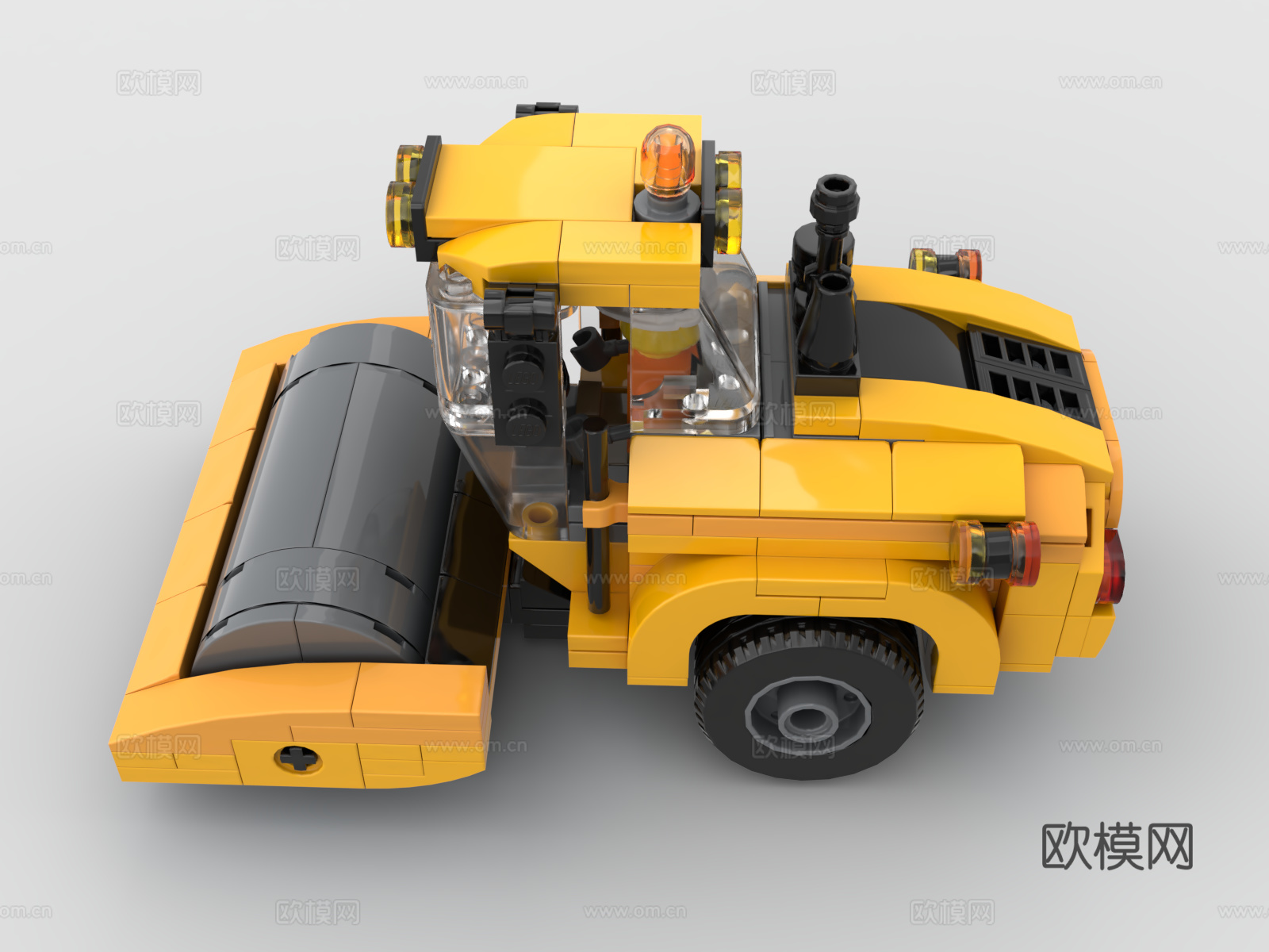 乐高 LEGO 玩具 积木 压路机 工程机械 推土机3d模型下载（渲染图4）