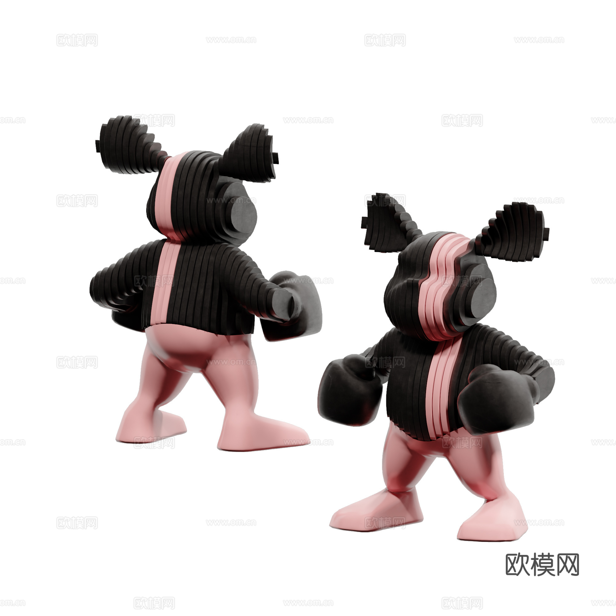 现代暴力熊 拳击公仔 雕塑su模型下载（渲染图2）