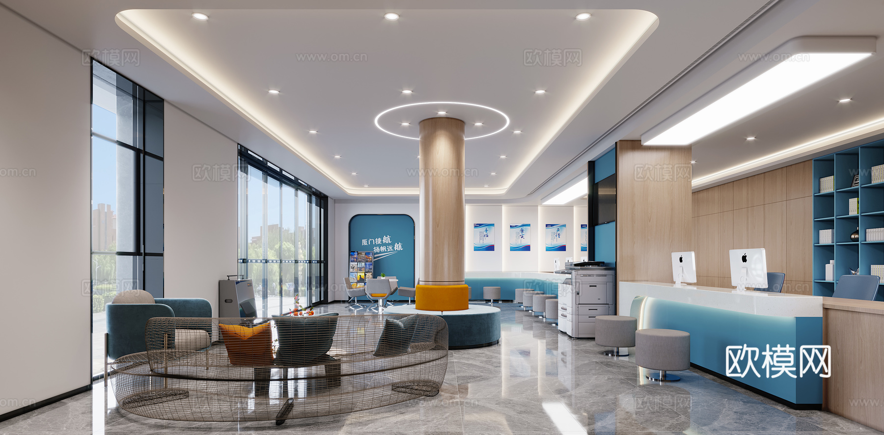 捷航营业大厅3d模型下载（渲染图1）
