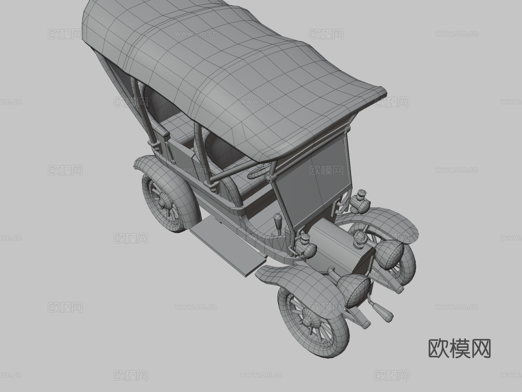 复古汽车 黄包车3d模型