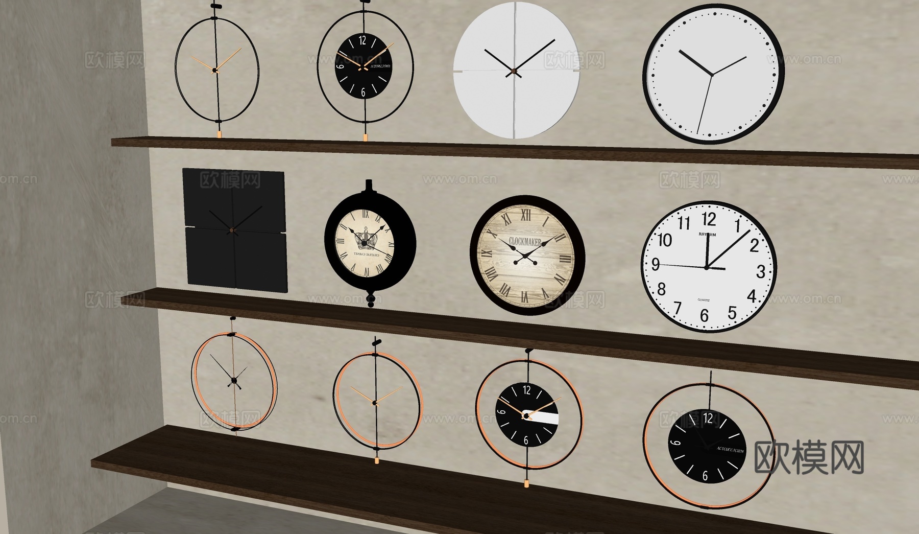 现代挂钟 时钟 闹钟su模型下载（渲染图1）