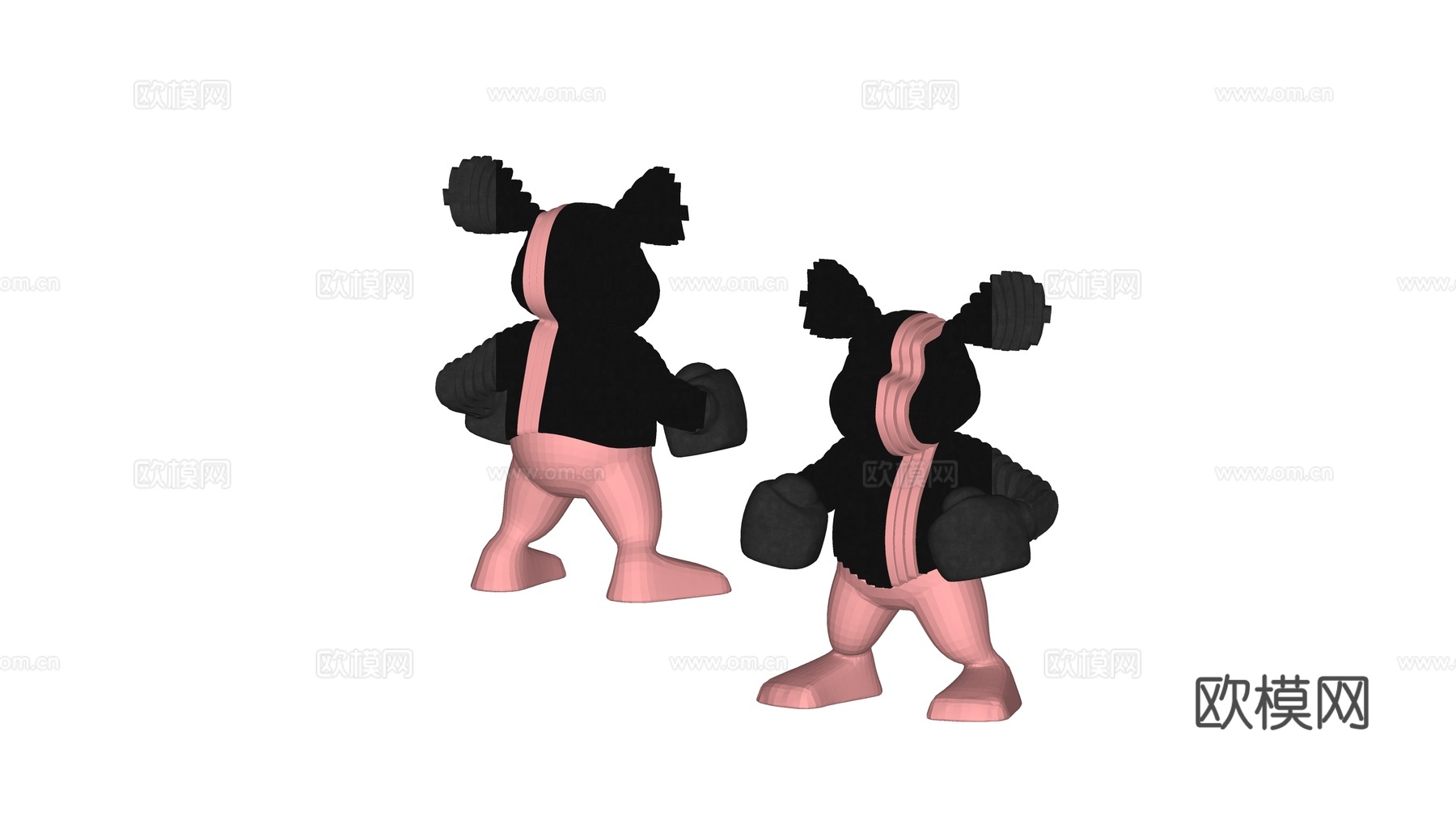 现代暴力熊 拳击公仔 雕塑su模型下载（渲染图1）