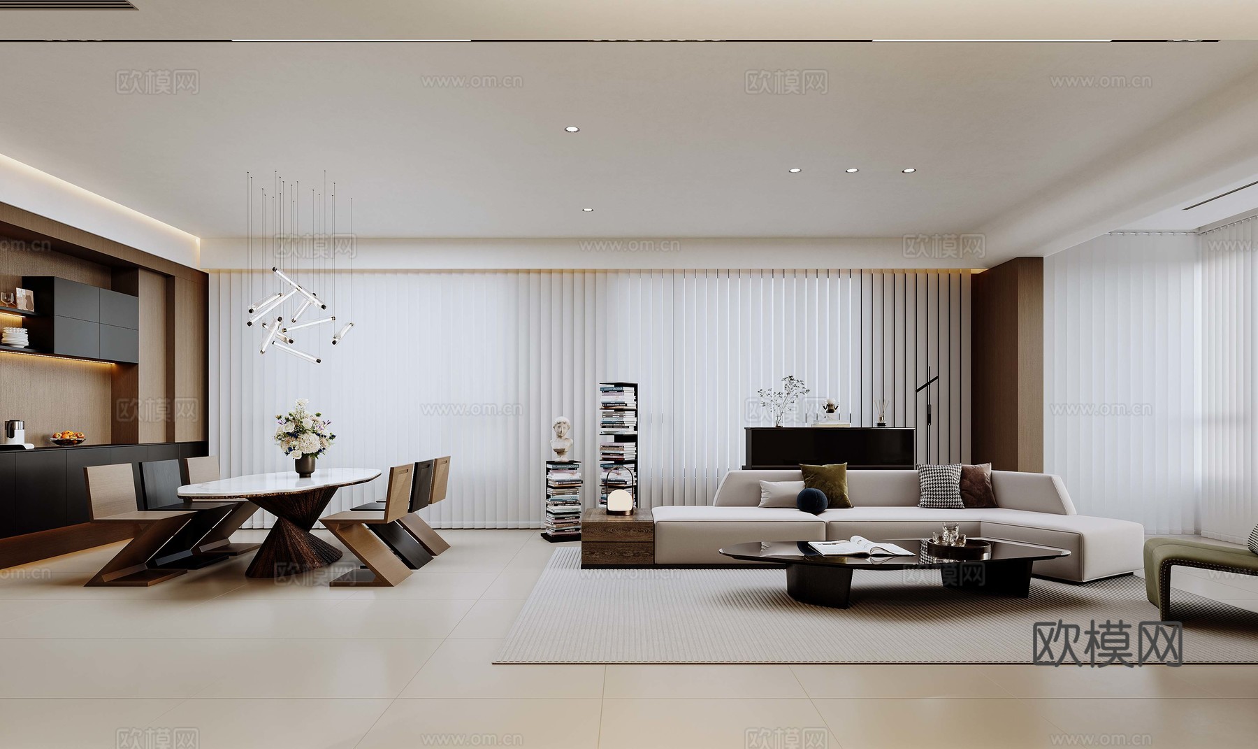 意式客餐厅3d模型下载（渲染图1）