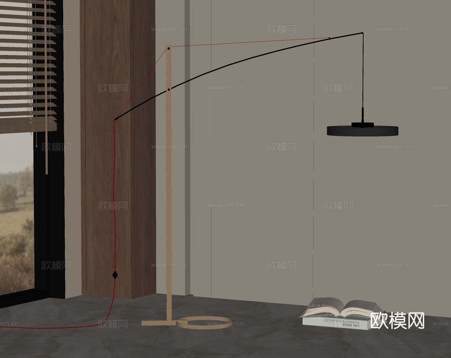 现代落地灯su模型下载（渲染图1）