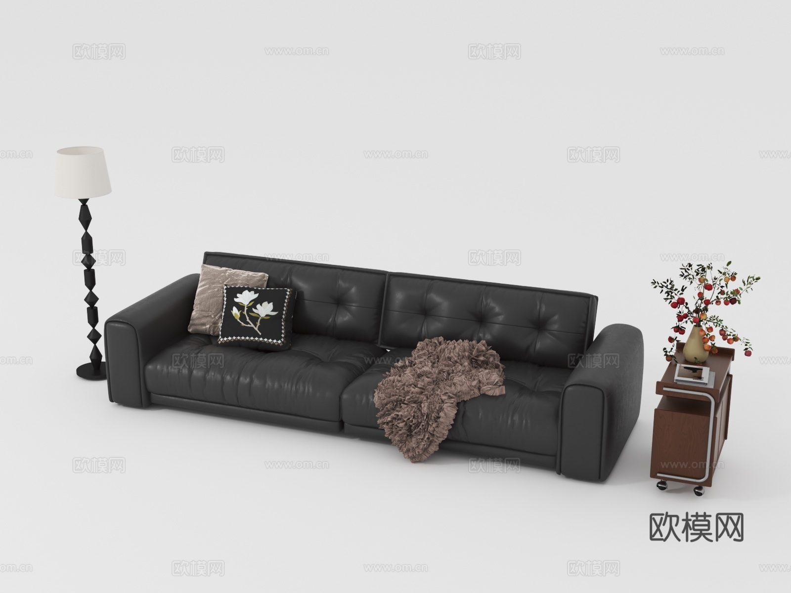 法式复古双人沙发 皮沙发3d模型下载