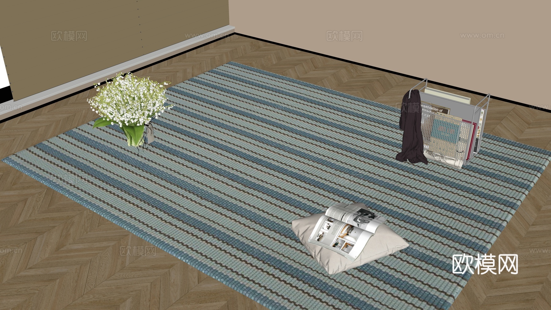 现代地毯su模型下载（渲染图1）