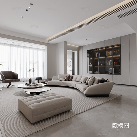 现代客餐厅3d模型下载(渲染图2)