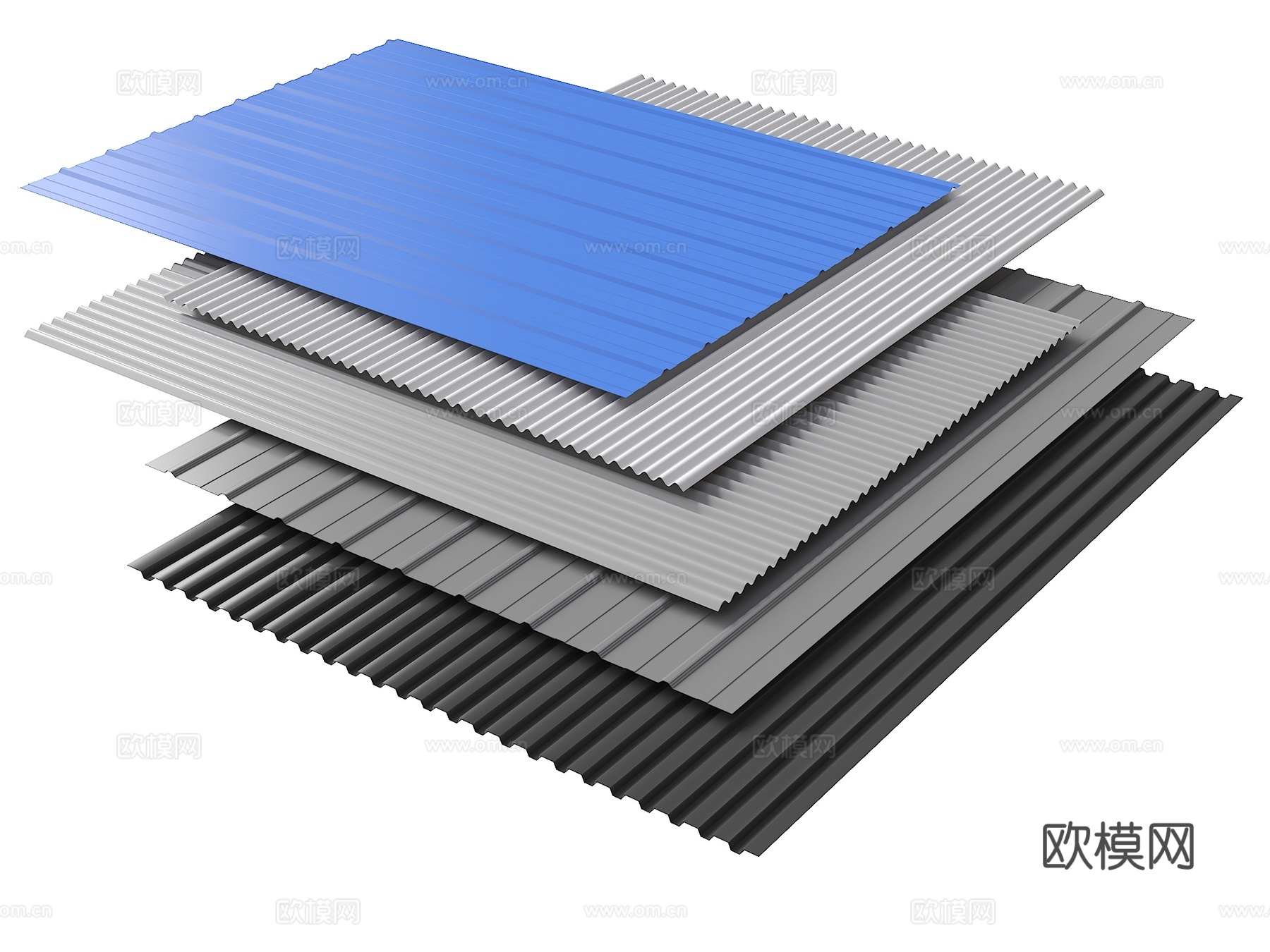 现代彩钢瓦 铁皮瓦 保温波形板3d模型