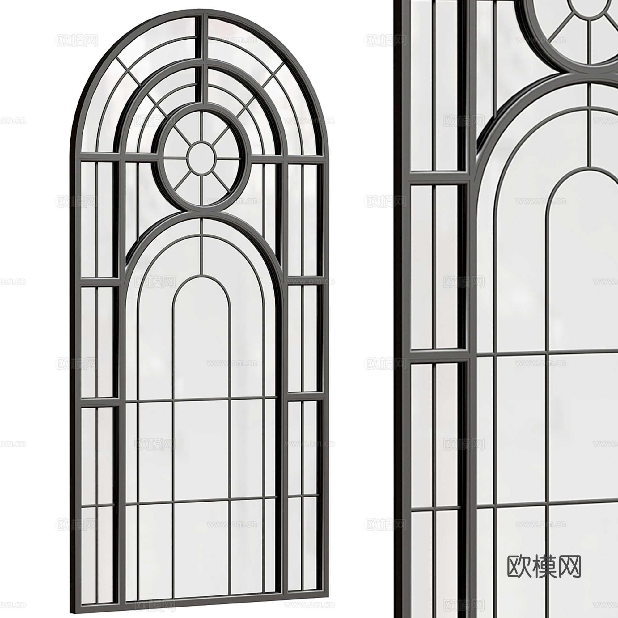 法式拱形窗 落地窗3d模型