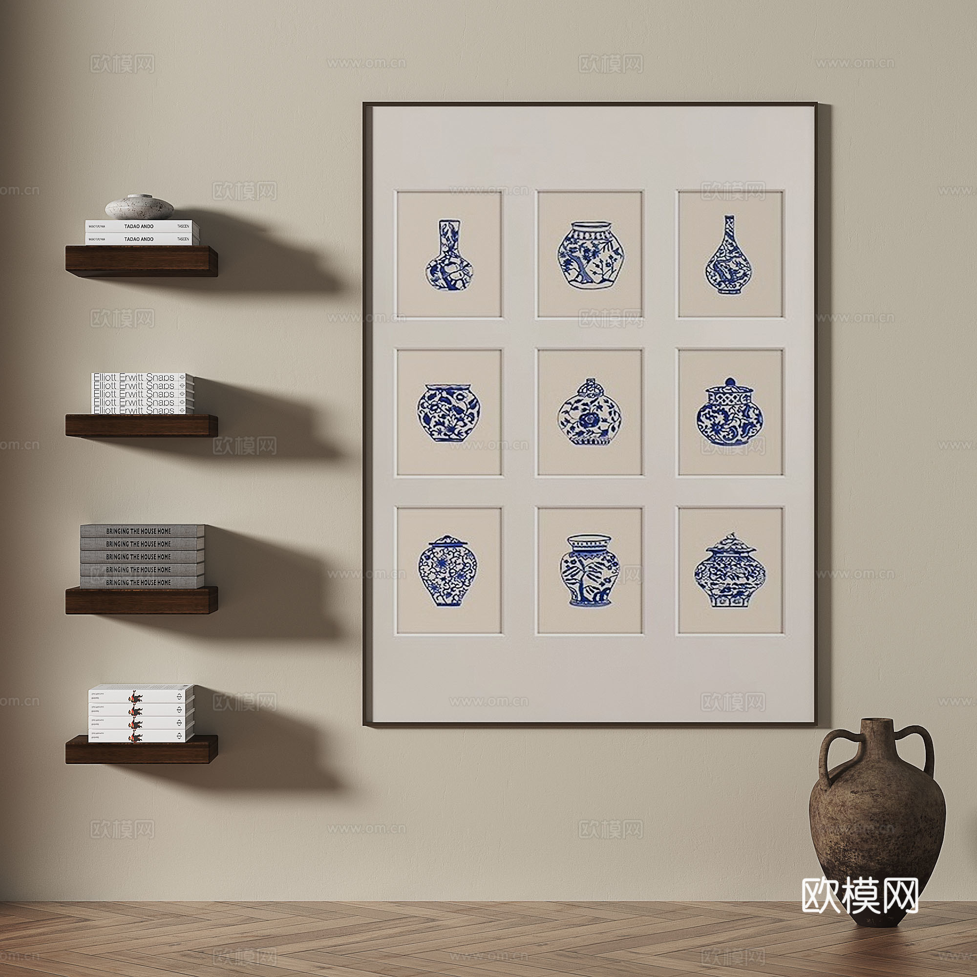 中古风装饰画 艺术画 挂画3d模型