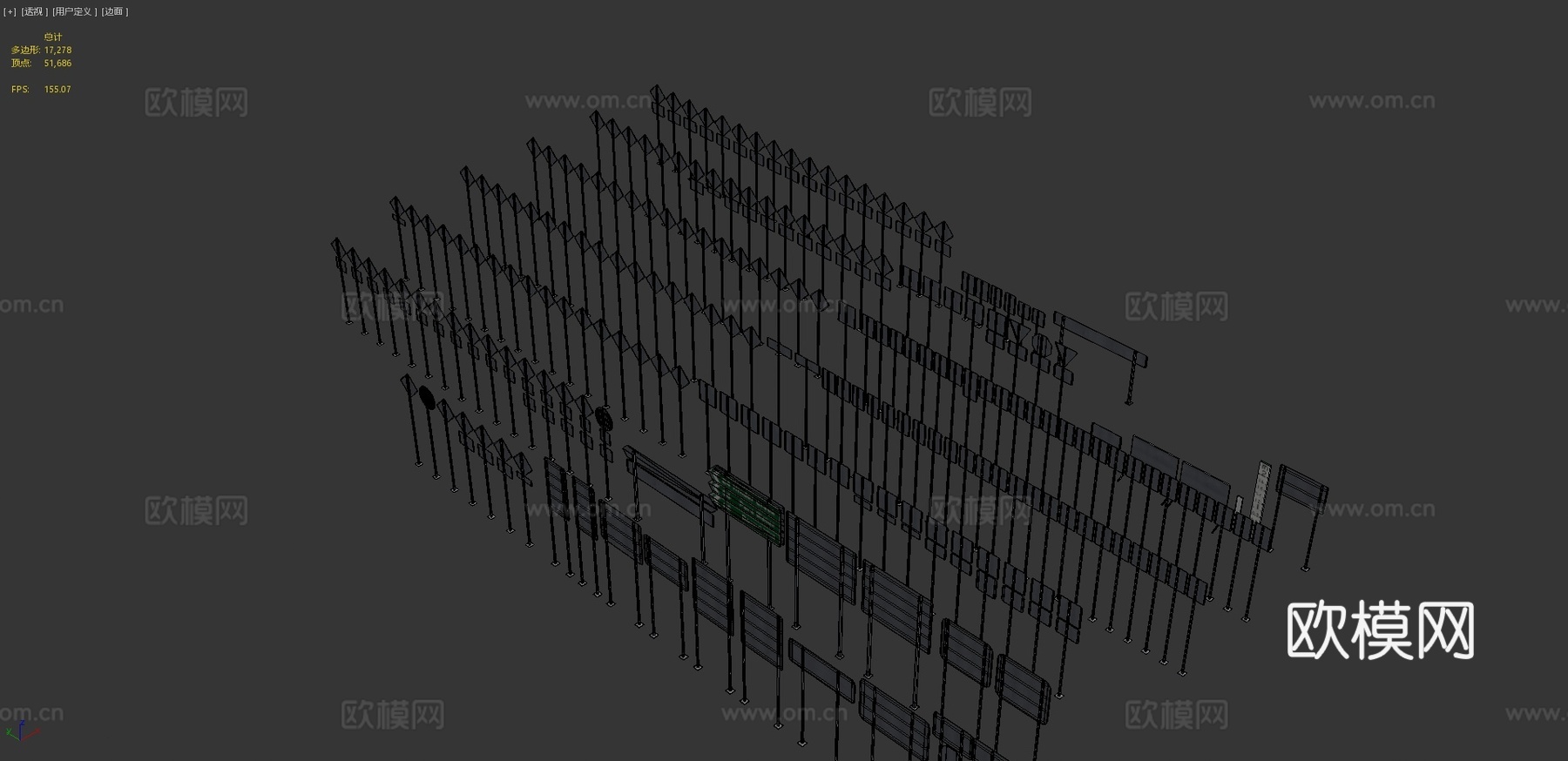 现代道路交通指示牌 警告标识3d模型