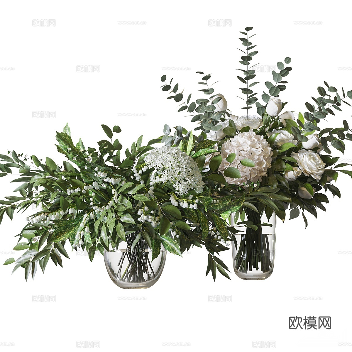 现代花瓶 花艺 鲜花 插花3d模型