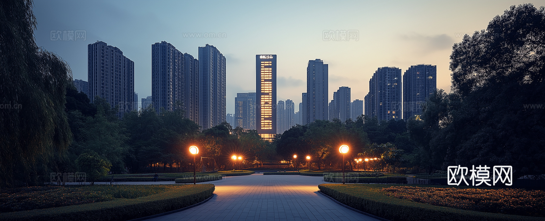 高清城市傍晚夜景下载