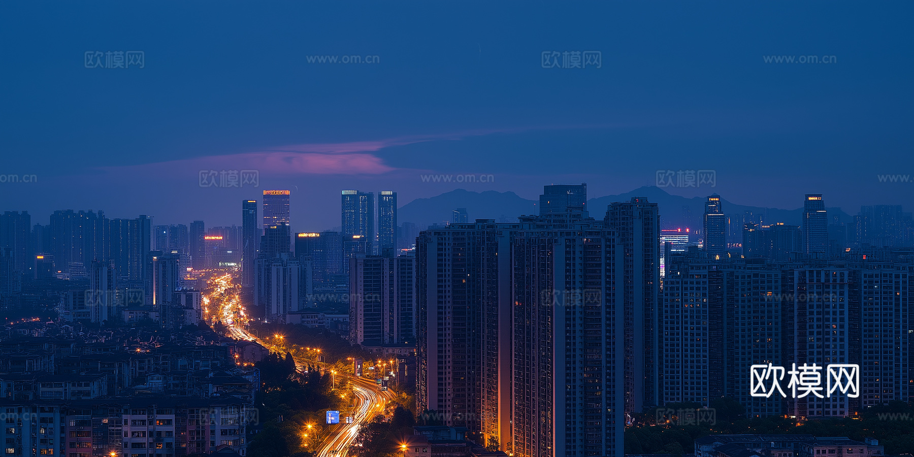 高清城市傍晚夜景下载