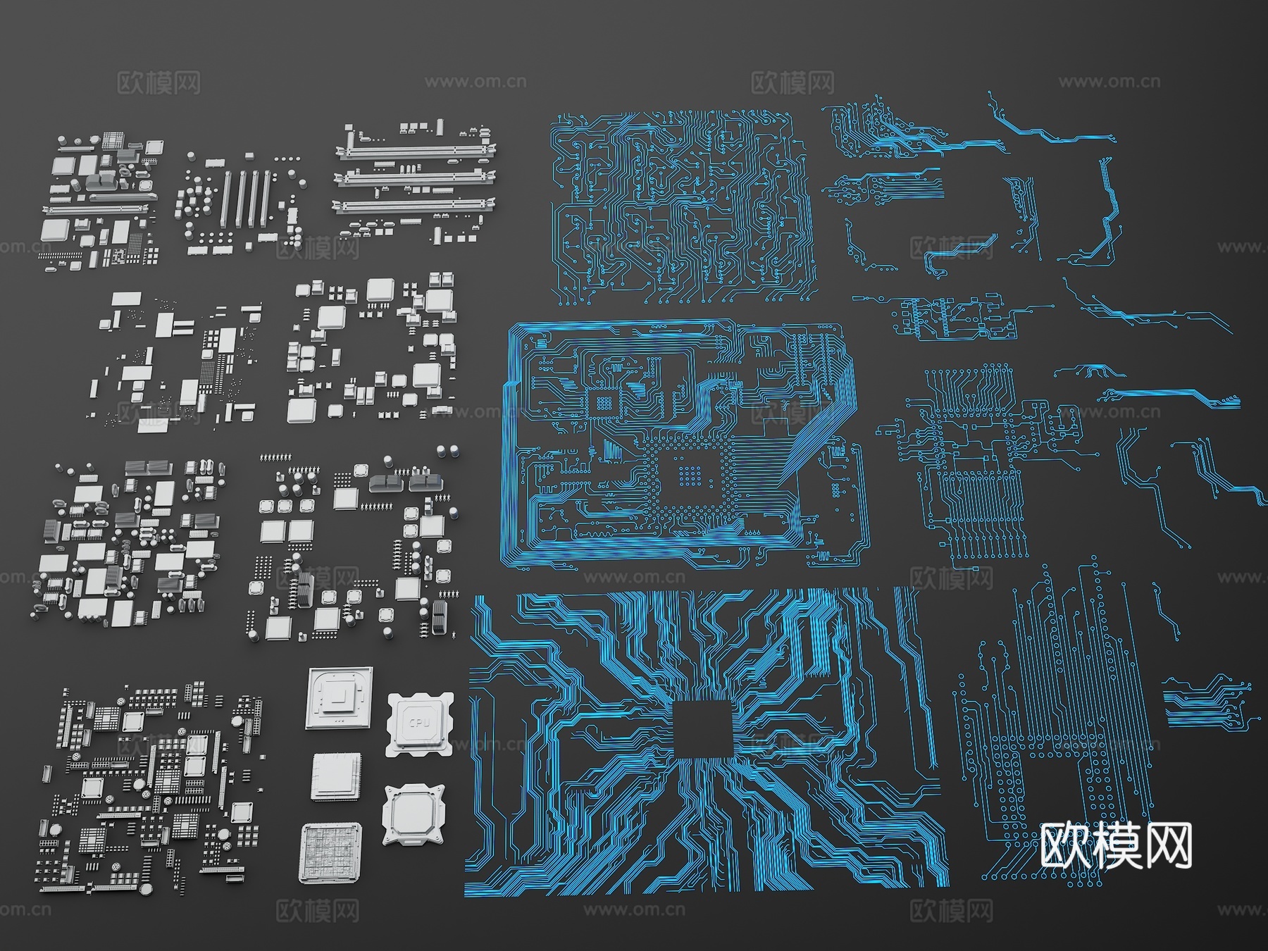电路板 主板配件 电脑配置 AI芯片3d模型