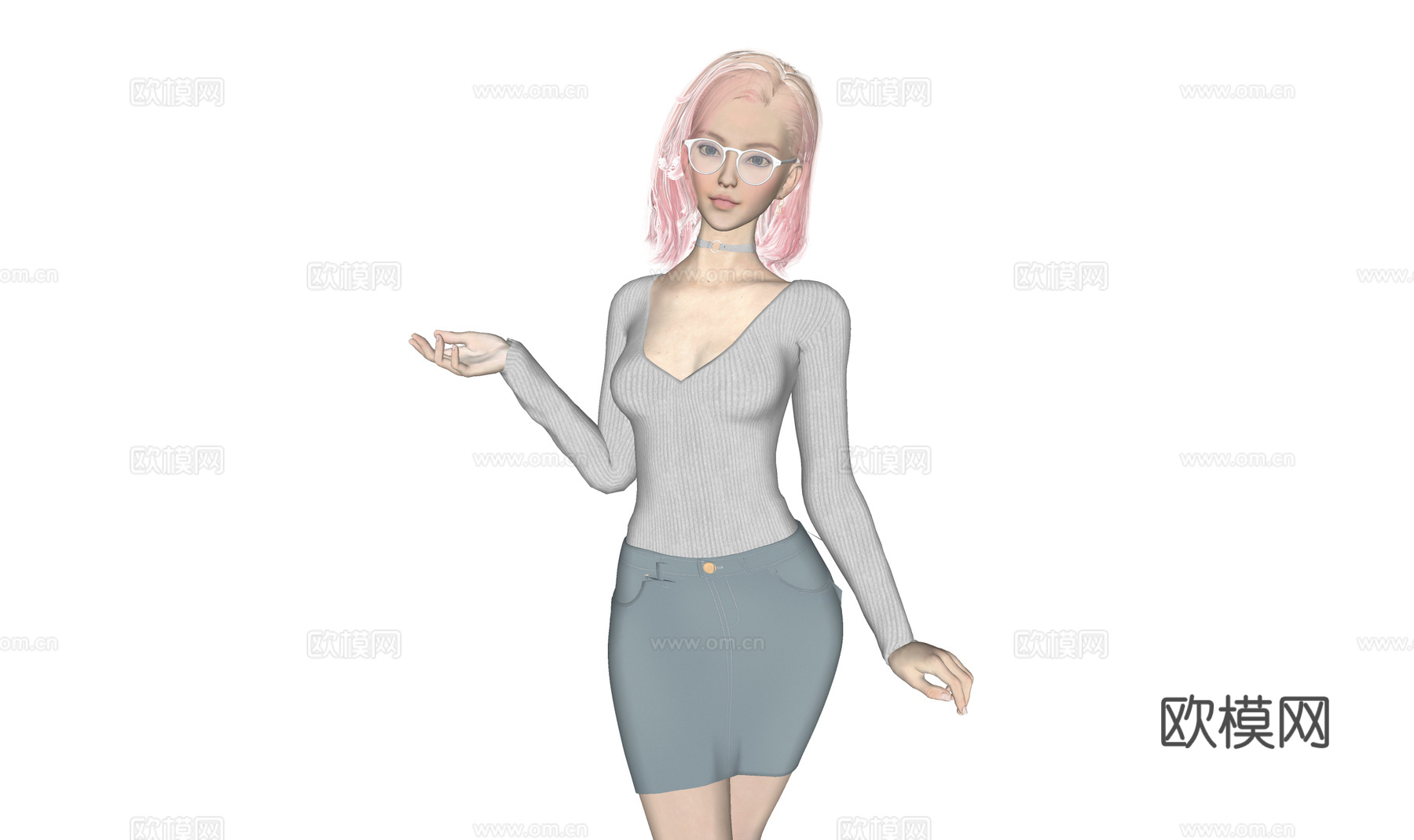 现代气质美女 优雅美女 商务美女 女人 人物su模型下载（渲染图1）