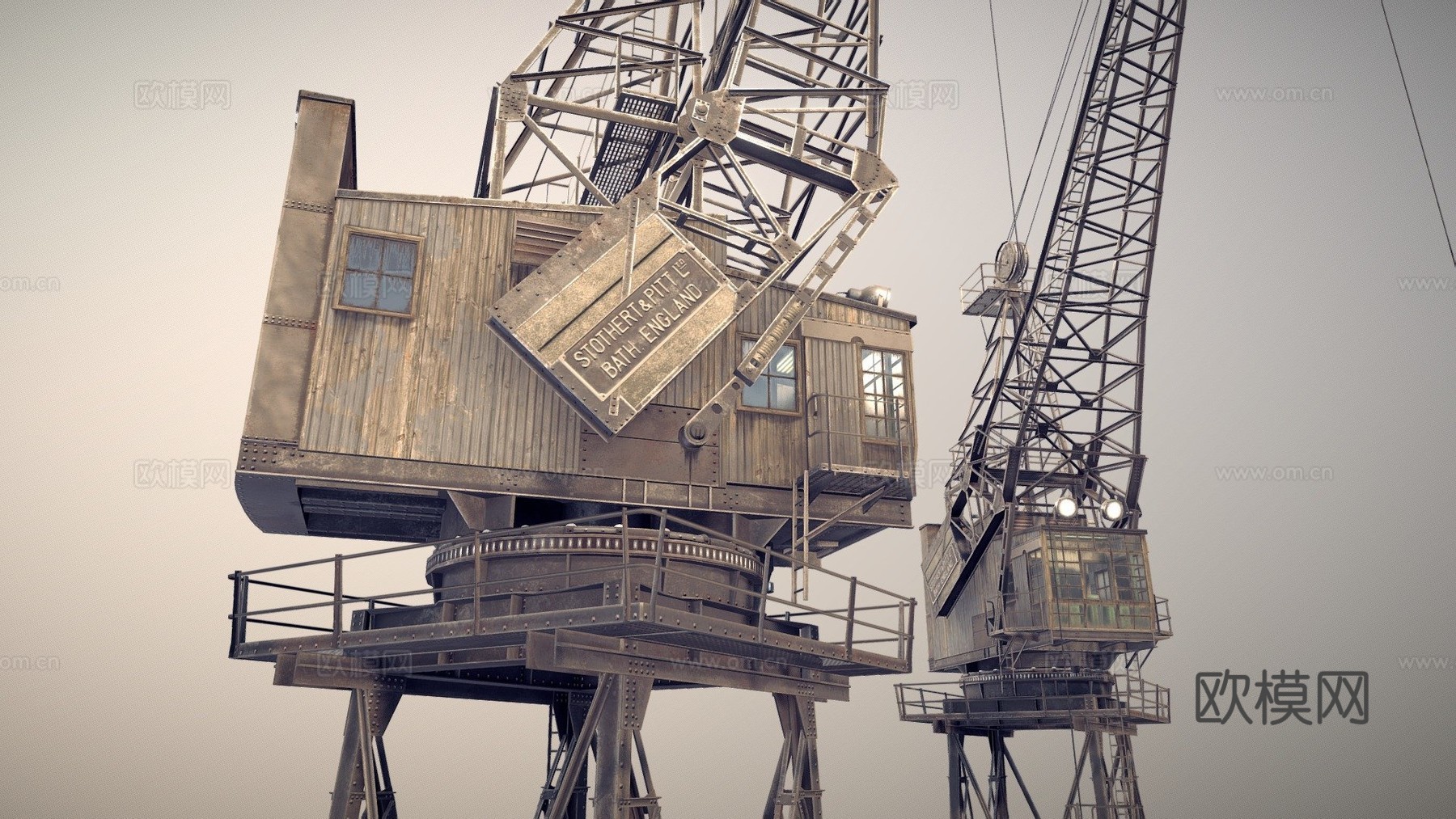 工业塔吊 起重机 大吊机3d模型下载（渲染图1）