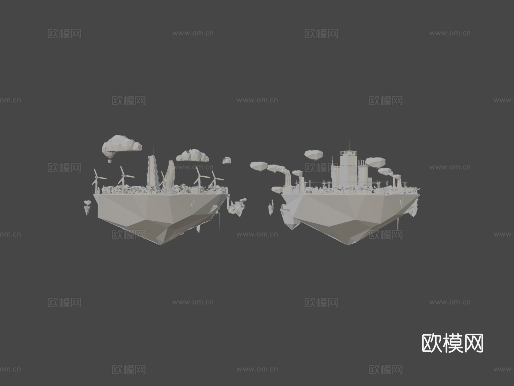 卡通工业城市建筑3d模型