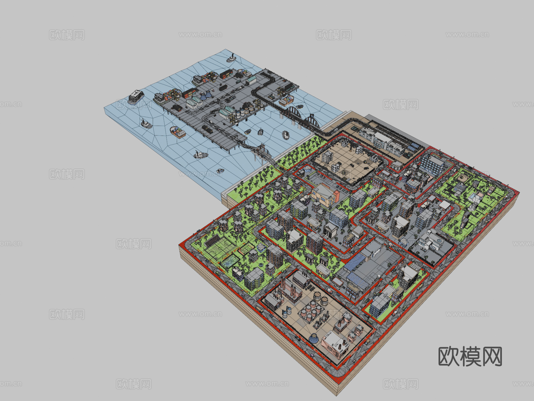 工业城市 盒子游戏道具3d模型