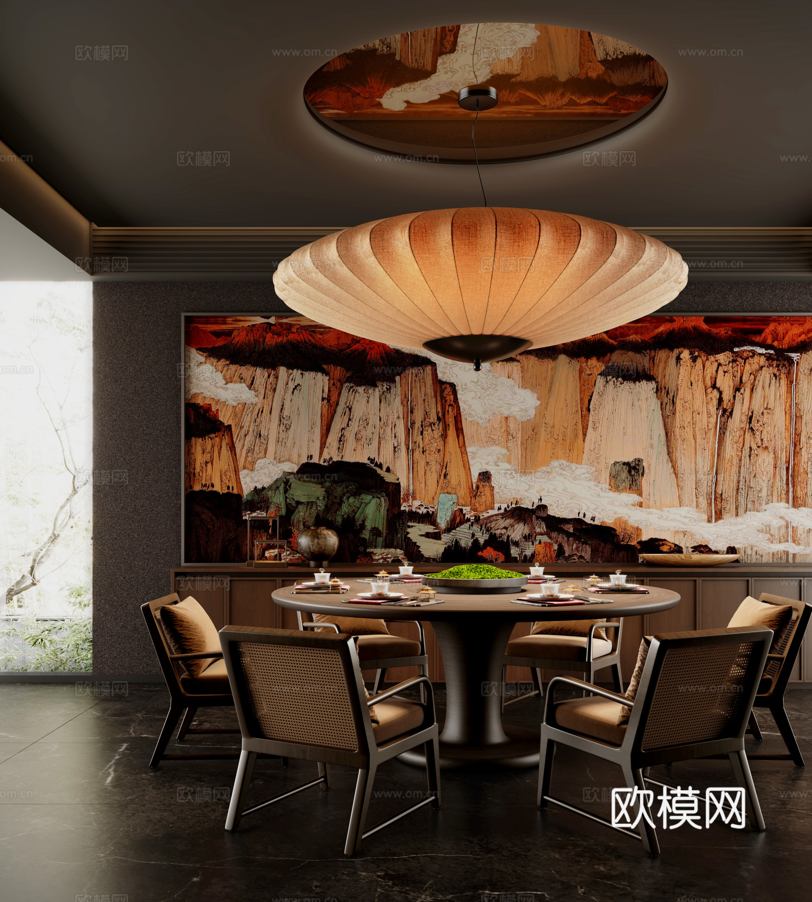 新中式 中餐厅包厢 包房3d模型下载