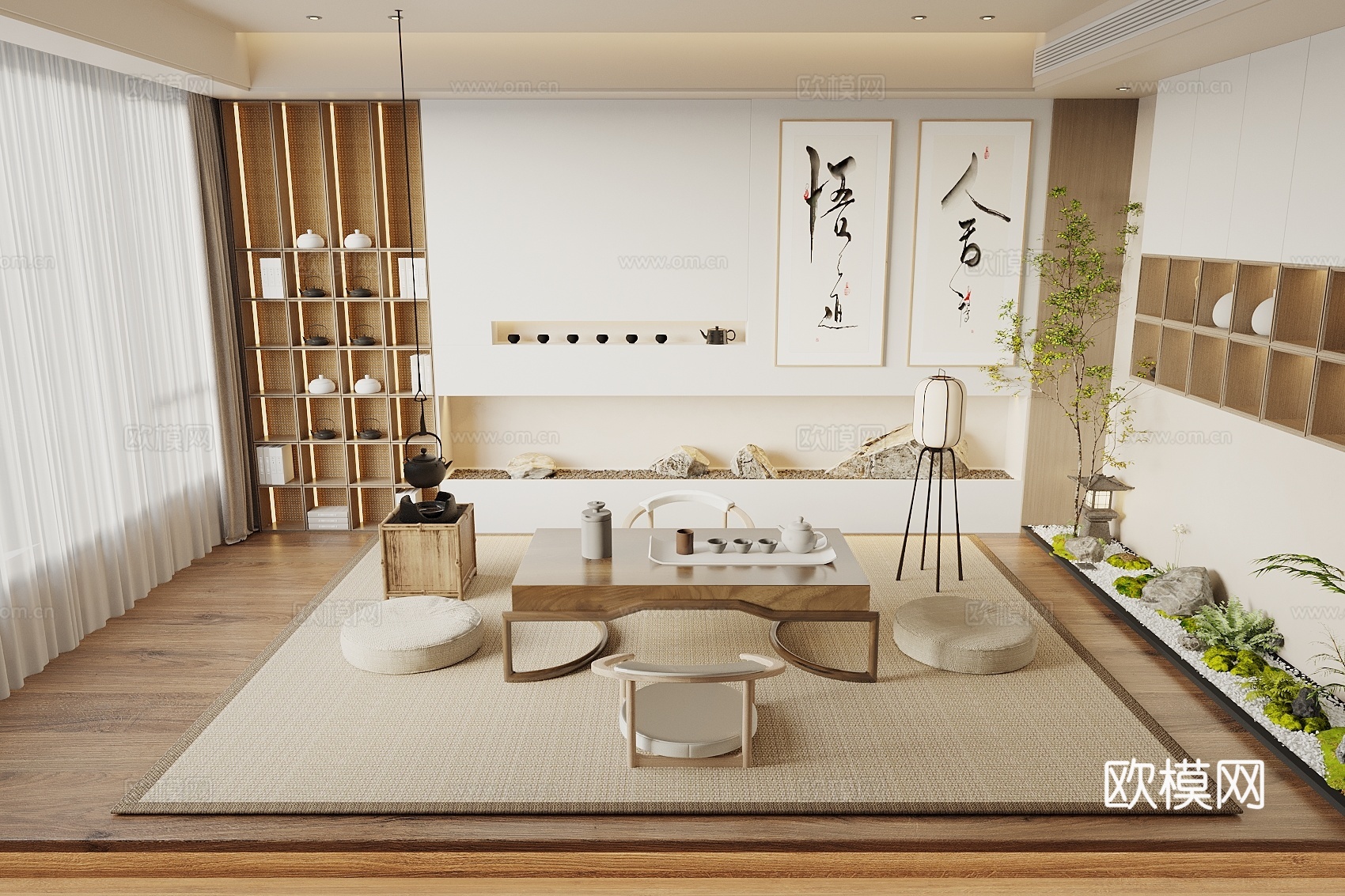 新中式茶室3d模型下载