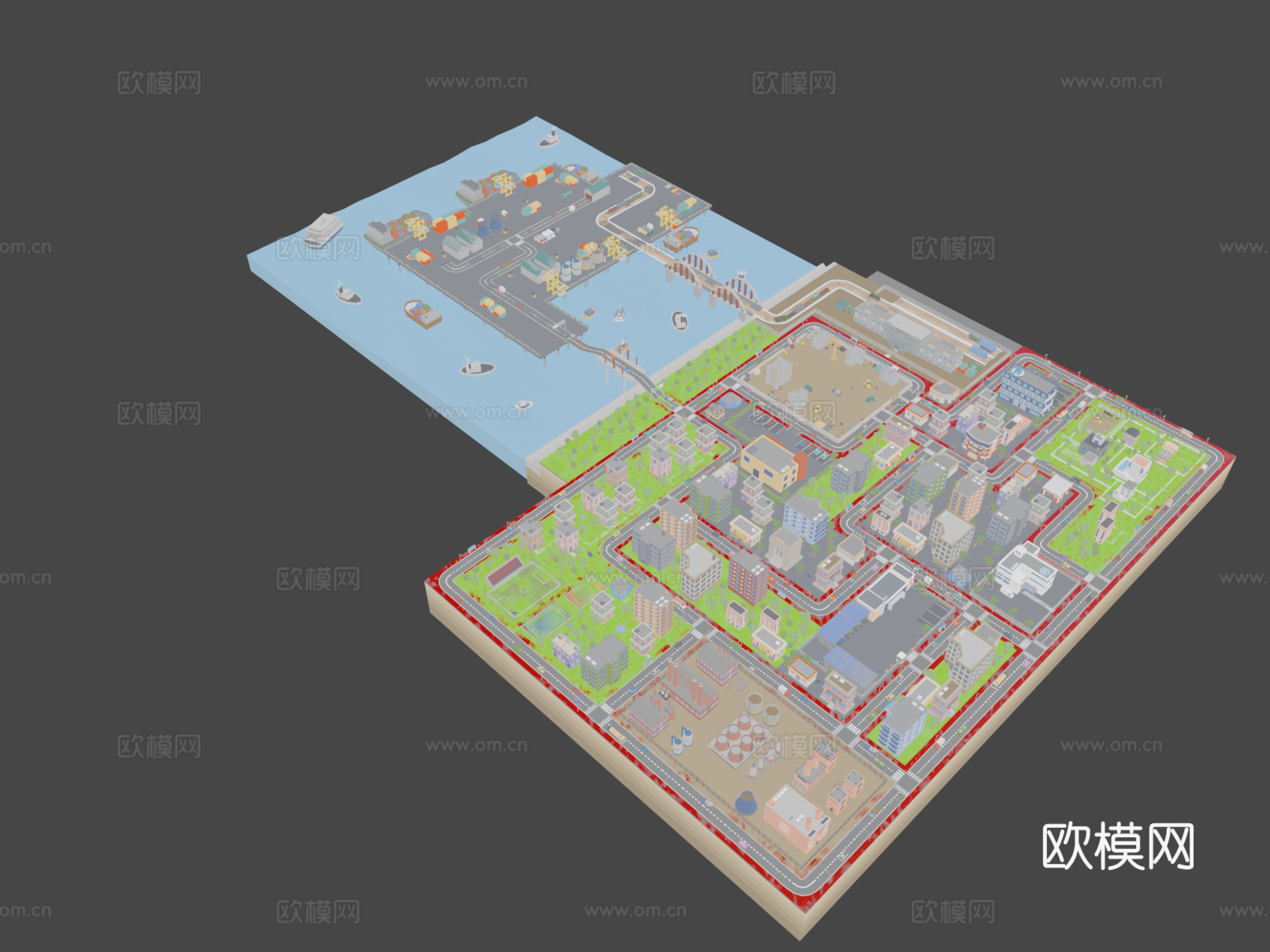 工业城市 盒子游戏道具3d模型