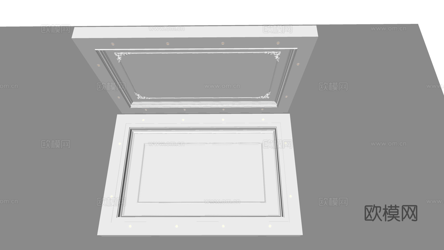 法式天花吊顶  方形吊顶su模型