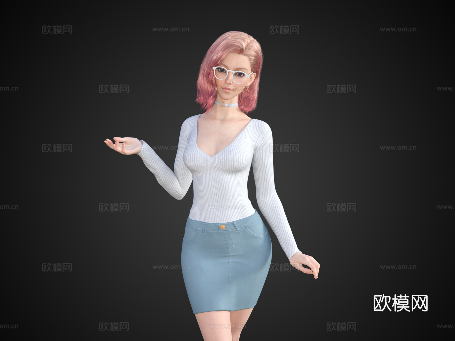 现代气质美女 优雅美女 商务美女 女人 人物su模型下载（渲染图2）