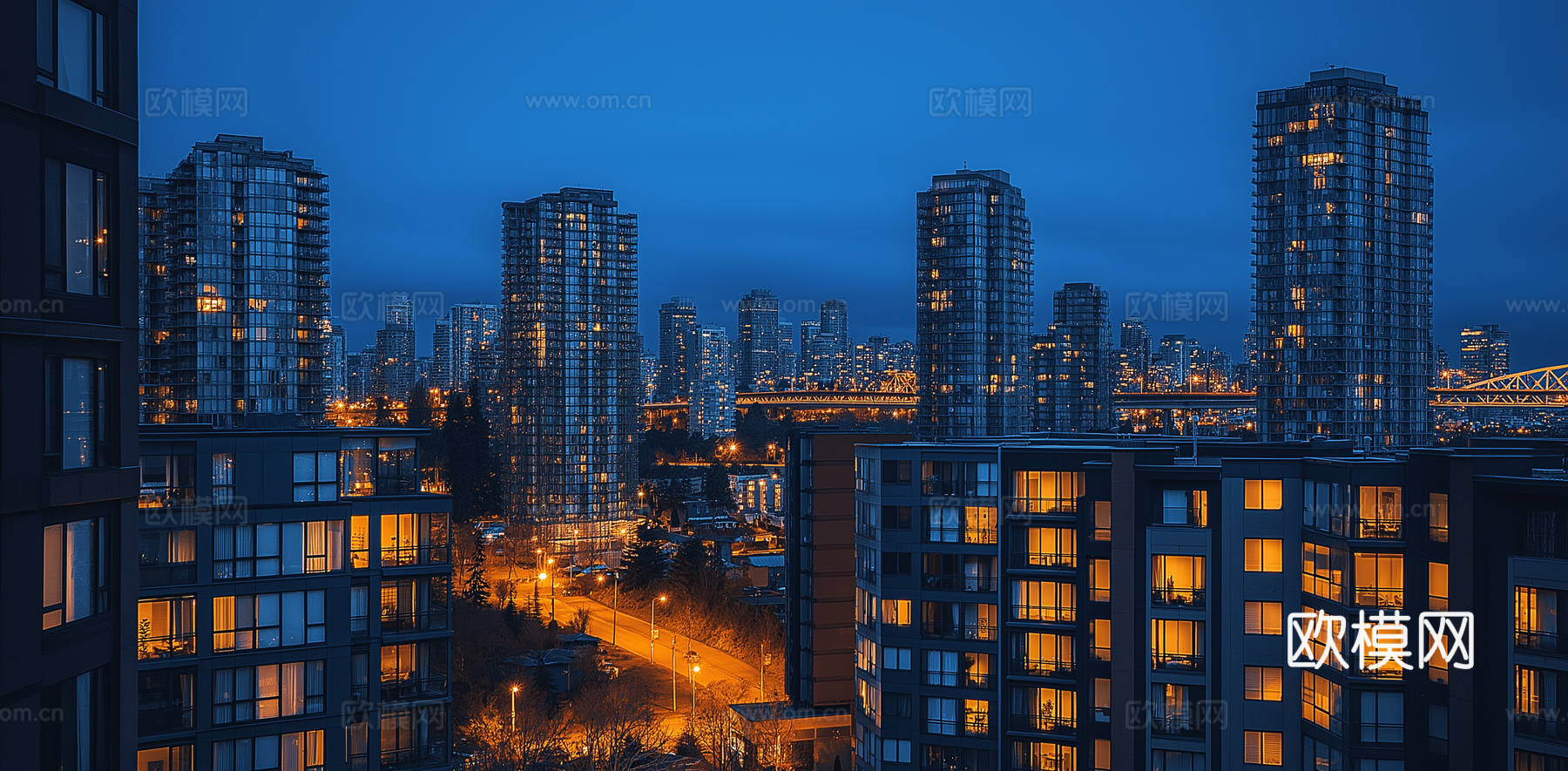 高清城市傍晚夜景下载