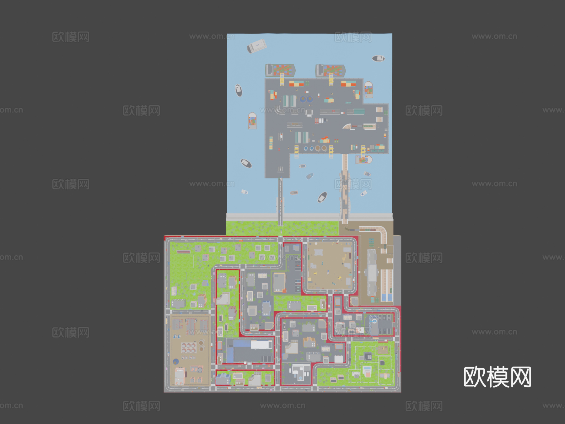 工业城市 盒子游戏道具3d模型