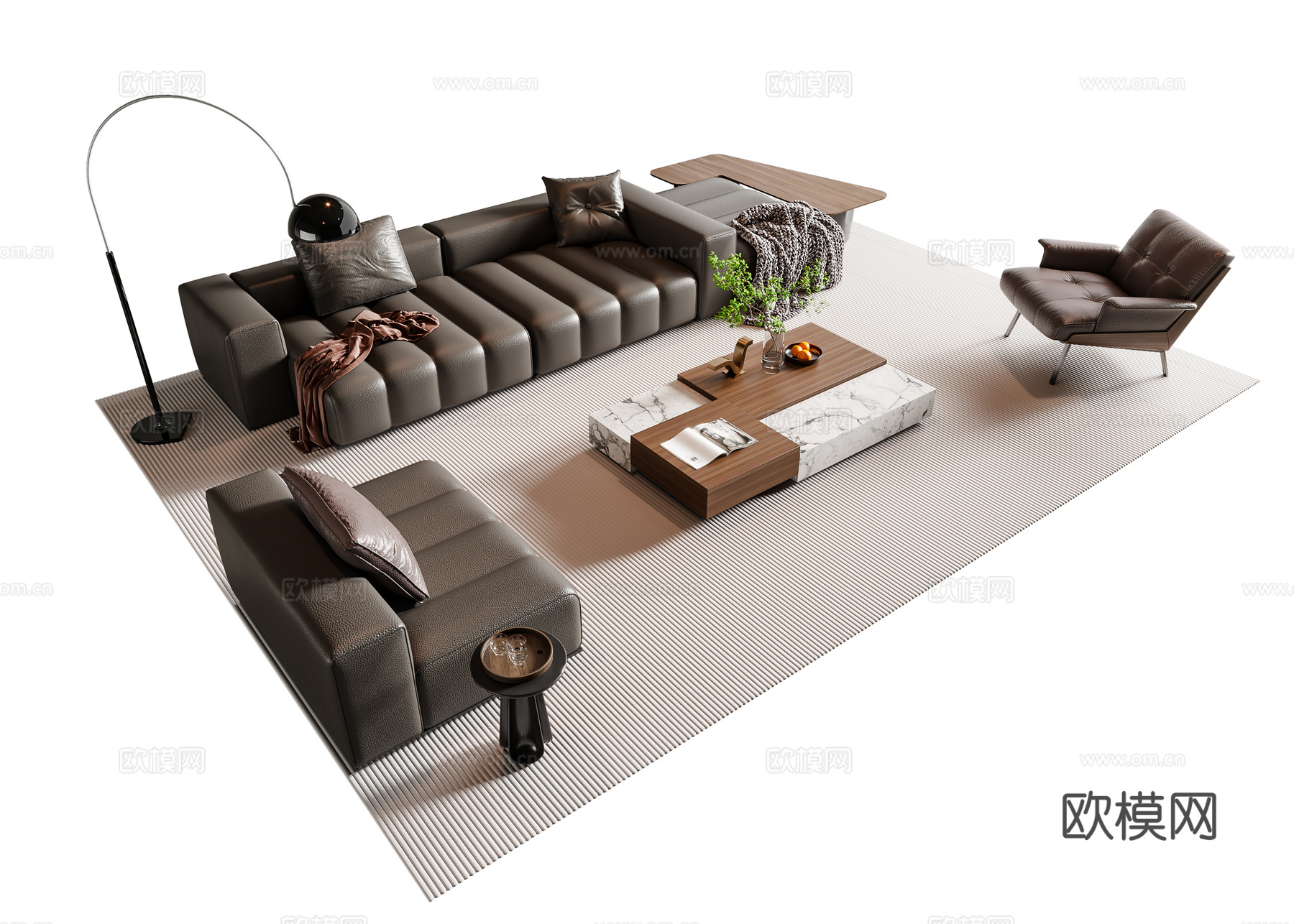 意式组合沙发su模型下载（渲染图2）