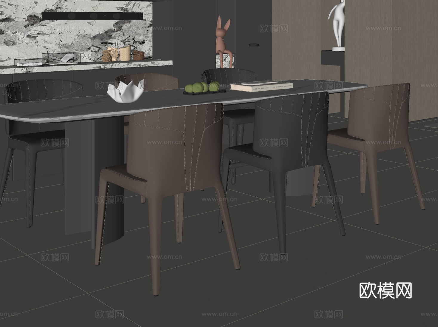 意式餐桌椅su模型下载（渲染图1）