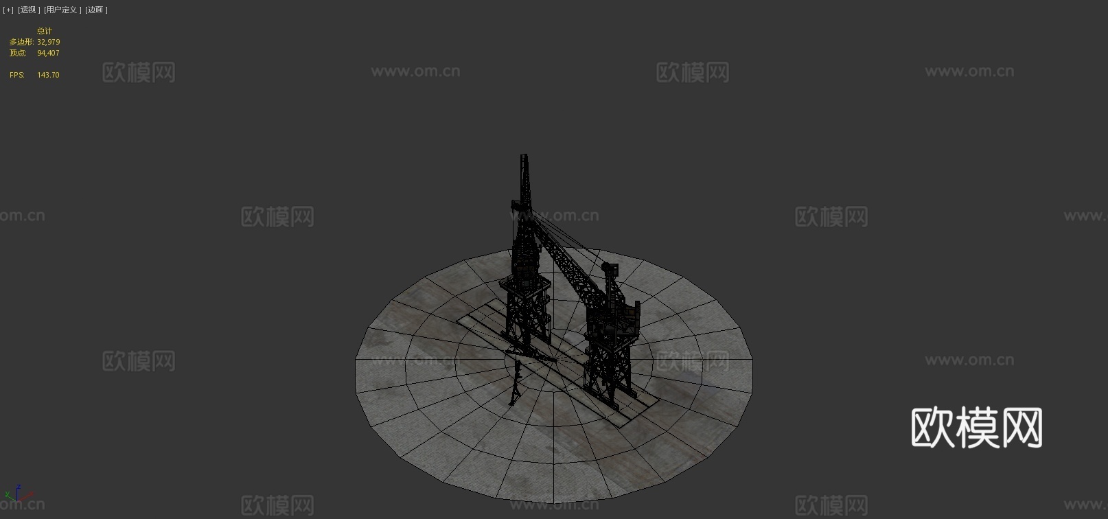 工业塔吊 起重机 大吊机3d模型下载（渲染图4）