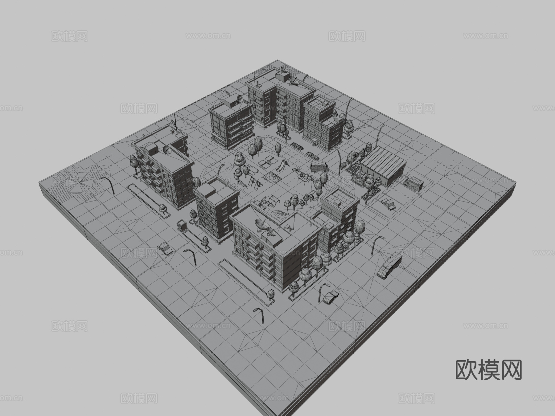 卡通城市街区3d模型