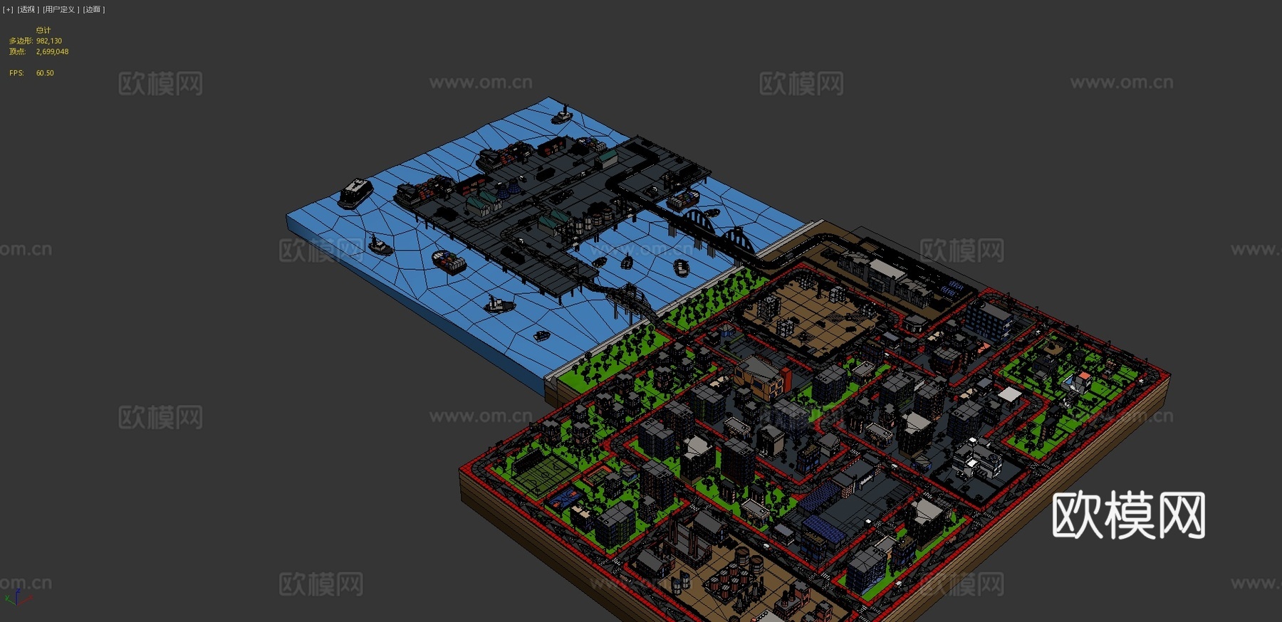 工业城市 盒子游戏道具3d模型