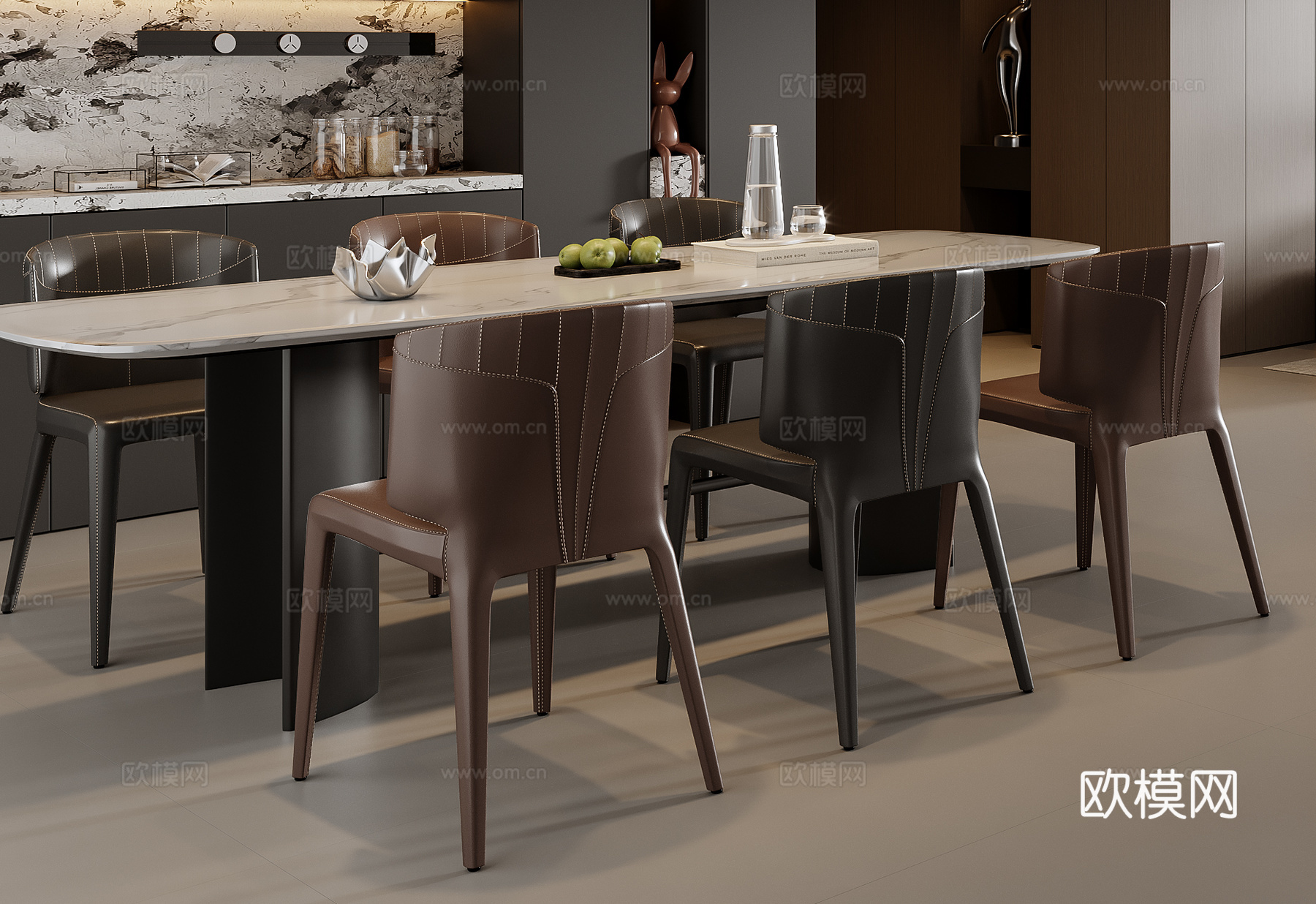 意式餐桌椅su模型下载（渲染图2）
