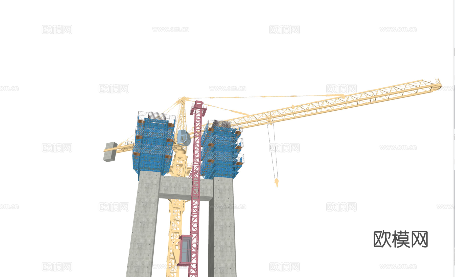 桥梁 工程机械设备 塔吊 起重机su模型