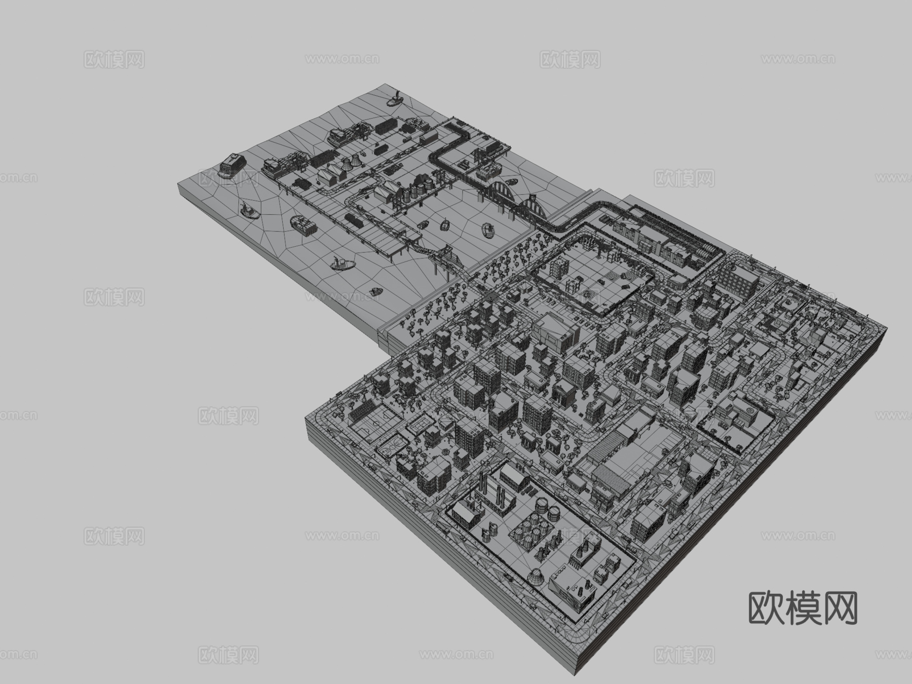 工业城市 盒子游戏道具3d模型