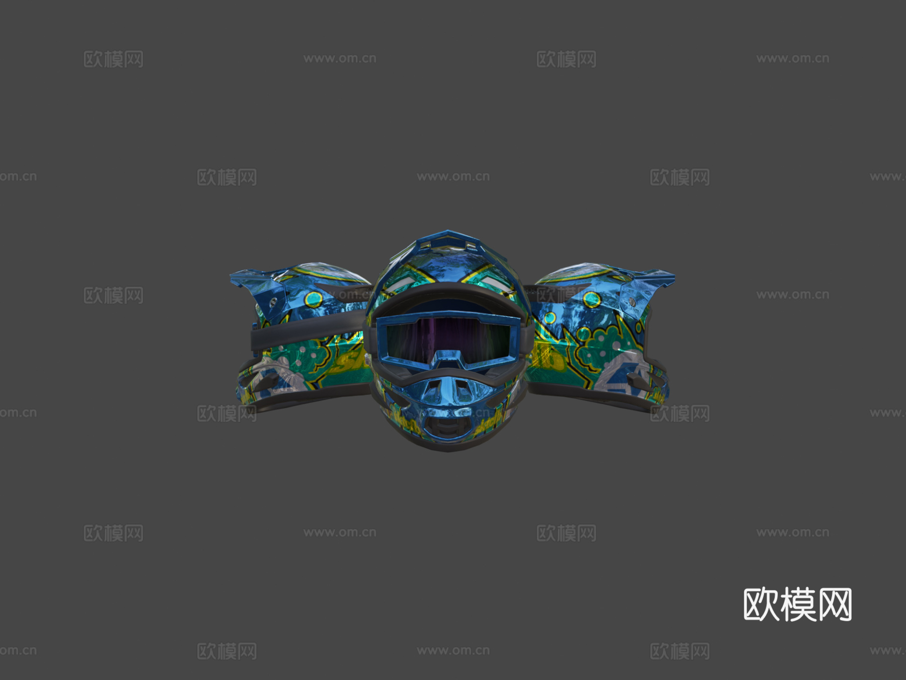 全脸摩托越野头盔3d模型下载（渲染图6）