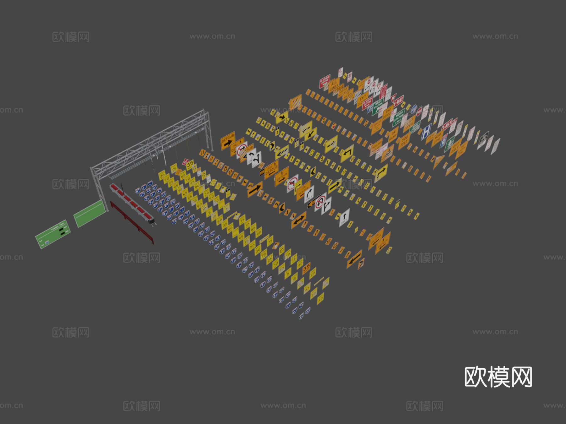 公路标志 路标 指示牌3d模型
