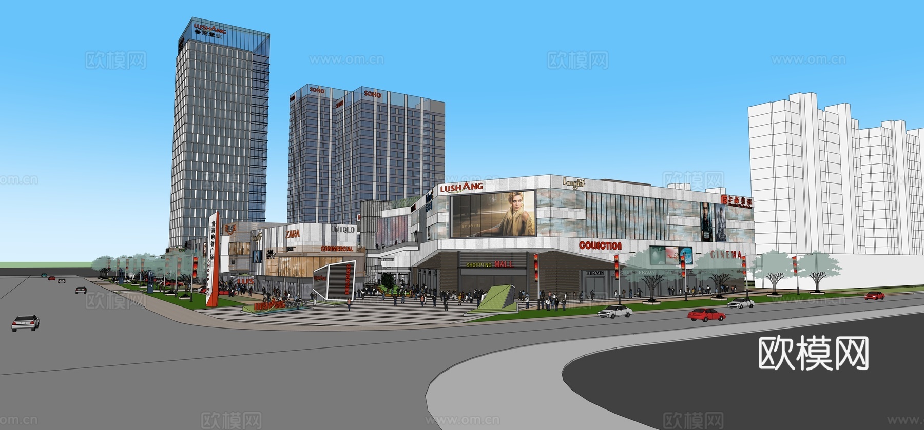现代商业综合体su模型下载（渲染图5）
