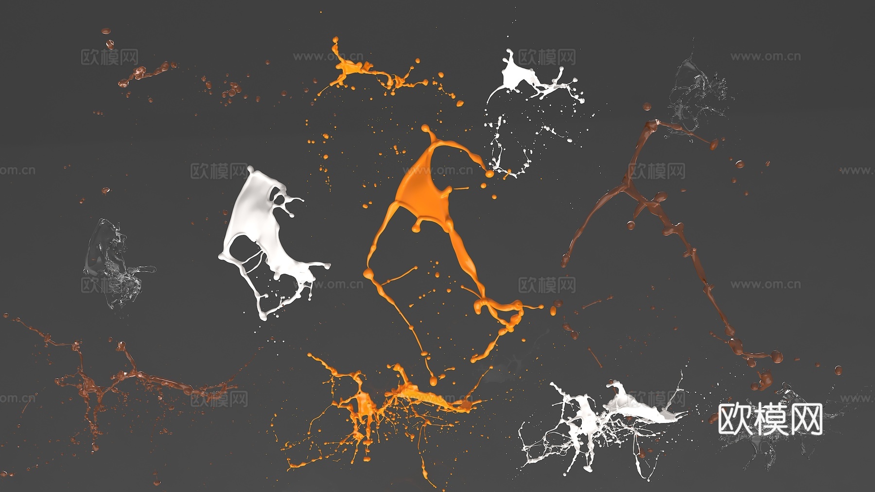 水花 牛奶 水花溅射 水花喷射 水迹 水 水造型 颜料3d模型