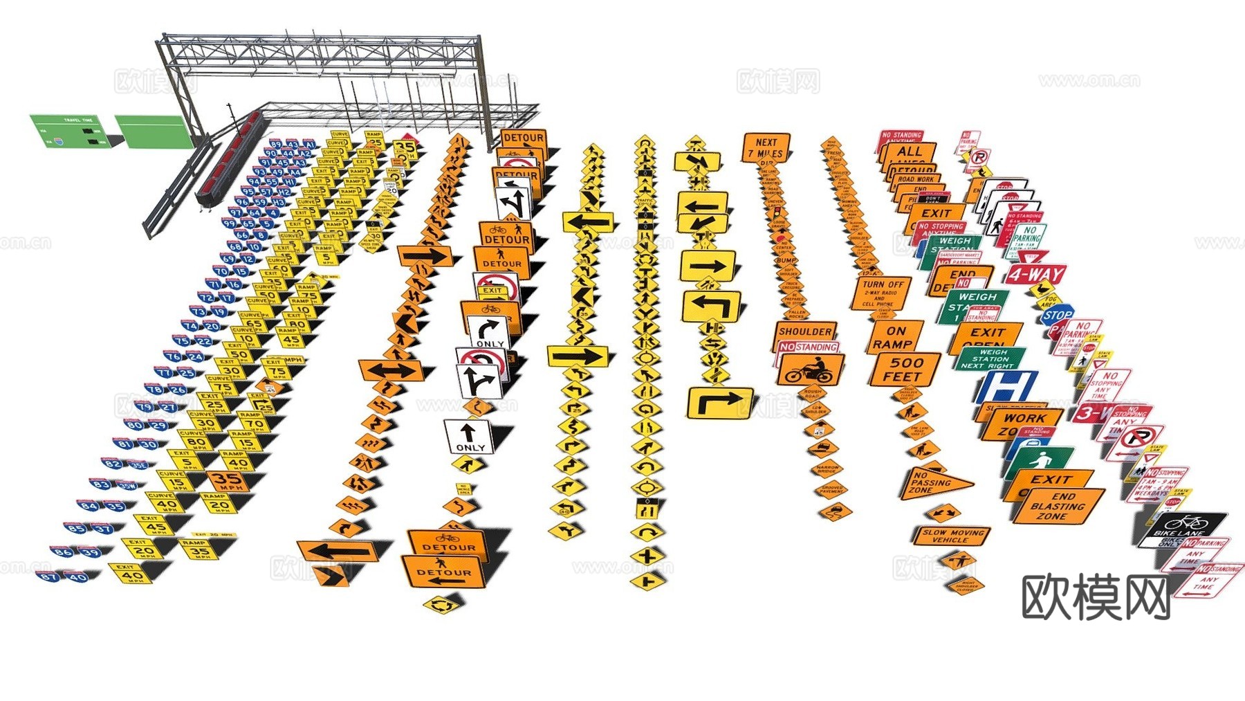 公路标志 路标 指示牌3d模型