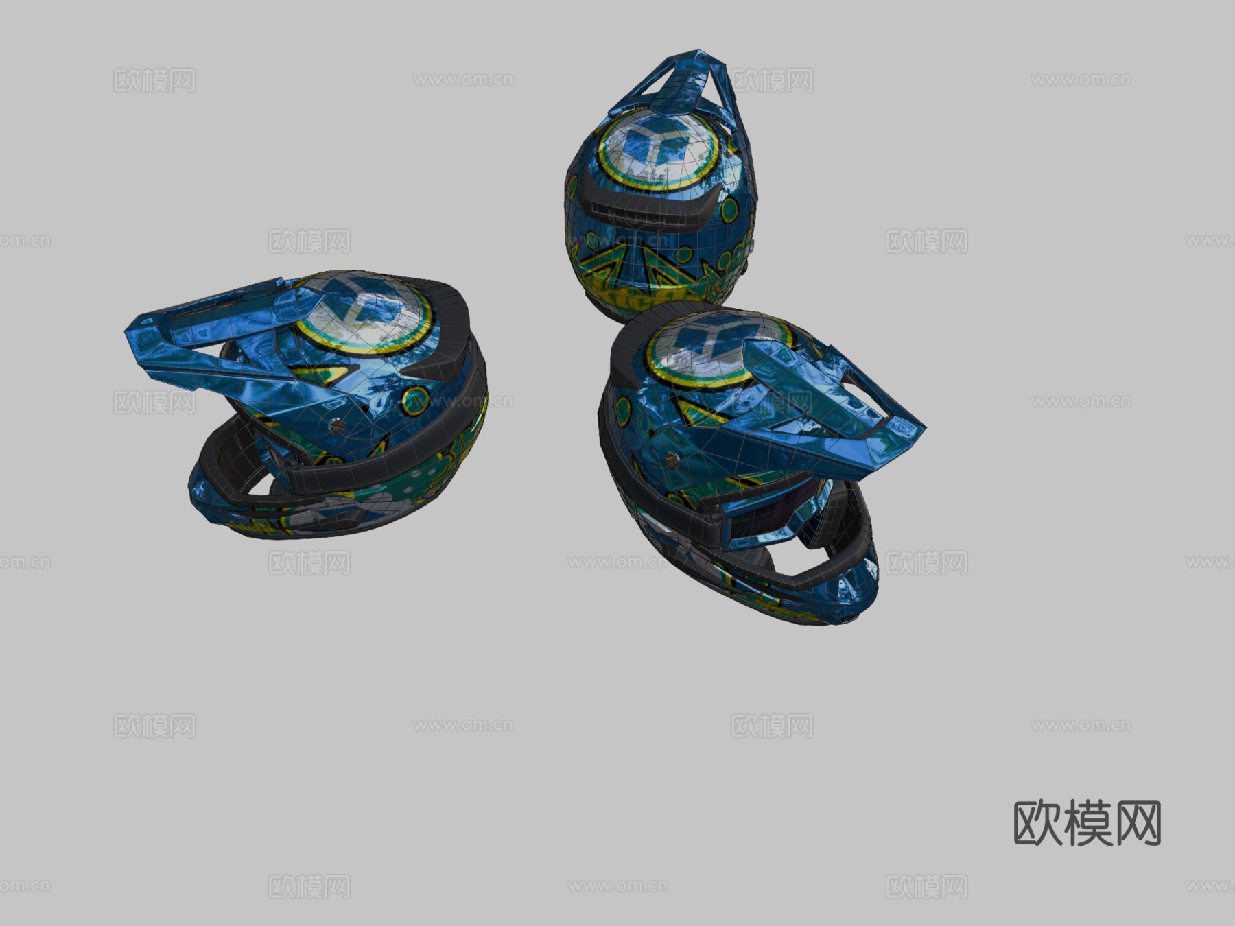 全脸摩托越野头盔3d模型下载（渲染图2）